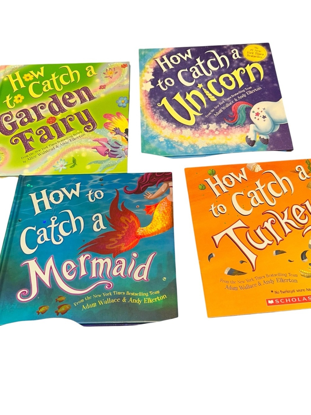 4 How to catch a unicorn, mermaid, turkey, garden fairy kids children book lot